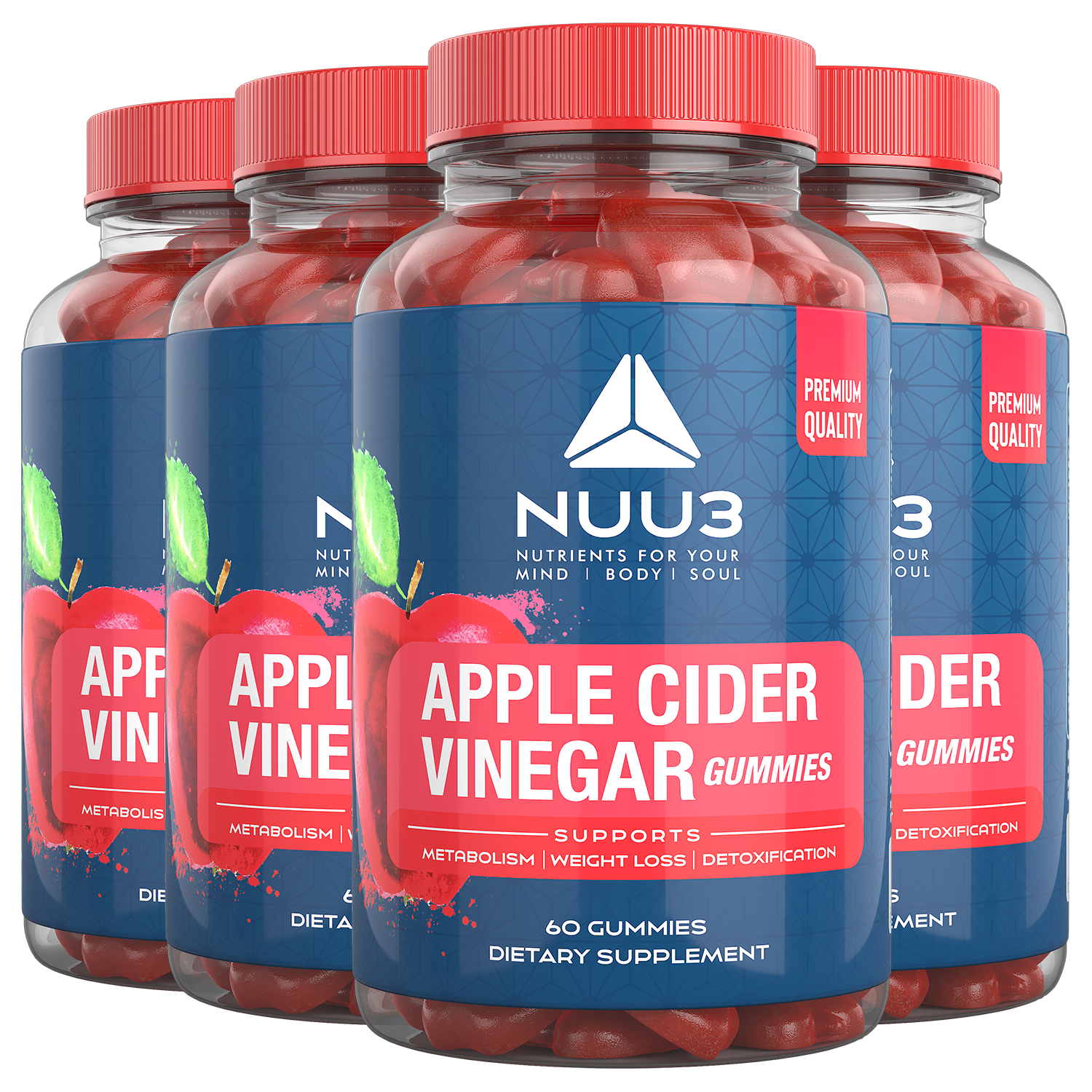 Nuu3 - Apple Cider Vinegar Gummies (4 Bottle) - Nuu3