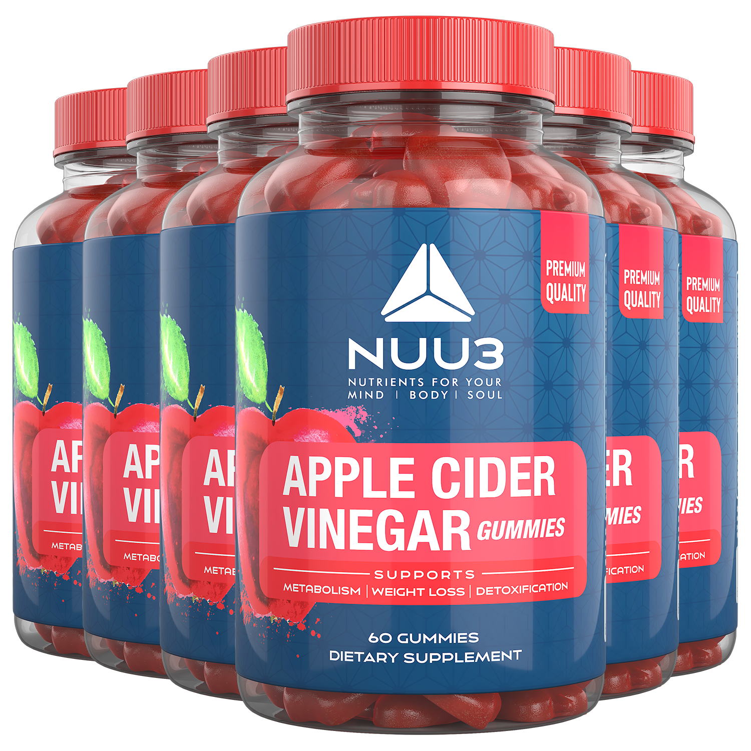 Nuu3 - Apple Cider Vinegar Gummies (6 Bottle) - Nuu3